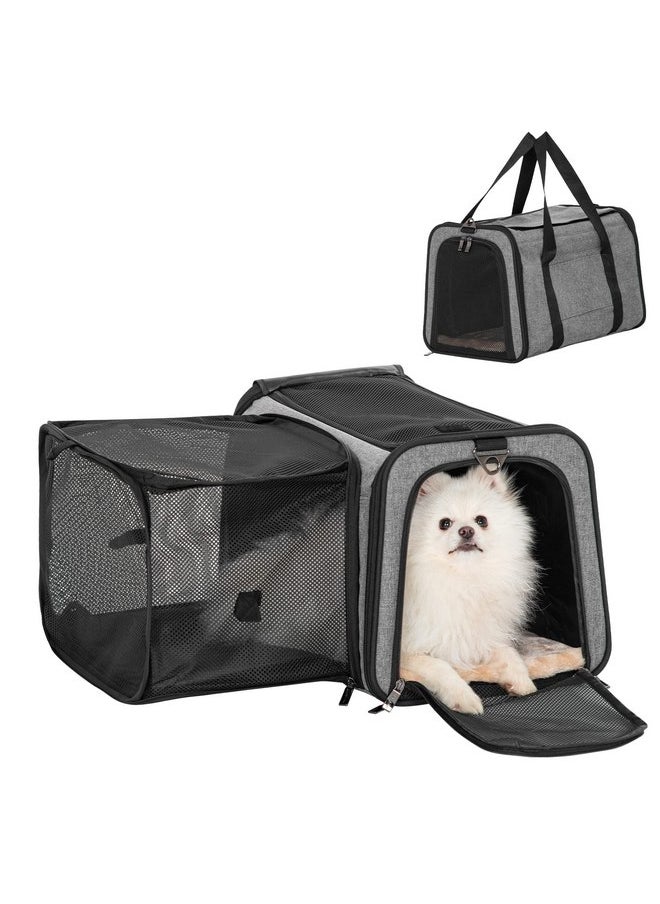 Petsfit Petsfit Expandable Pet Carrier for Cat Or Puppy Up to 18 Pounds, Square Extension Add More Space, Washable Soft Pet Carrier for Home Outdoor Travel, 19"X12" X12" Gray  - Image 1