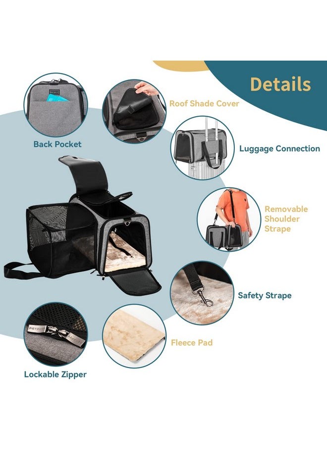 Petsfit Petsfit Expandable Pet Carrier for Cat Or Puppy Up to 18 Pounds, Square Extension Add More Space, Washable Soft Pet Carrier for Home Outdoor Travel, 19"X12" X12" Gray  - Image 4