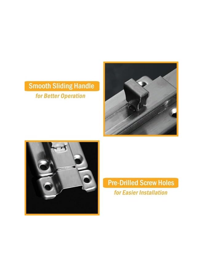 promass Door Sliding Bolt Latch Lock, 4 Inch Safety Locks, Stainless Steel Security Anti-Theft Lock, Include 12 Pcs Screws, for Yard Garden Balcony Bathroom Window Furniture Pet Gate, 1 Pack Silver - Image 5