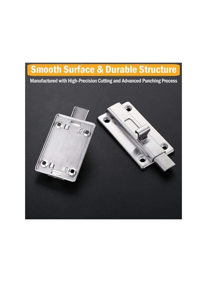 promass Door Sliding Bolt Latch Lock, 4 Inch Safety Locks, Stainless Steel Security Anti-Theft Lock, Include 12 Pcs Screws, for Yard Garden Balcony Bathroom Window Furniture Pet Gate, 1 Pack Silver - Image 3