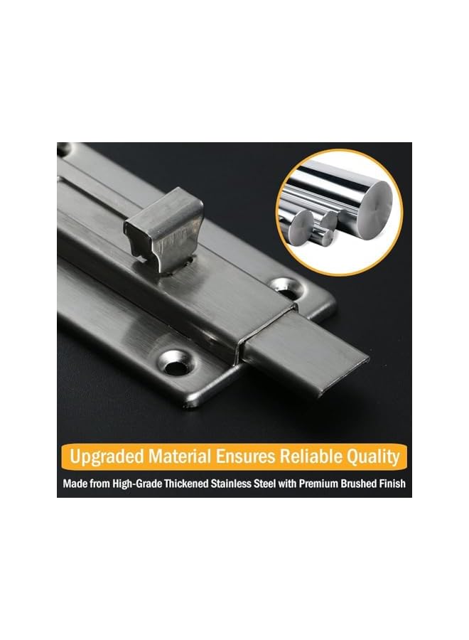 promass Door Sliding Bolt Latch Lock, 4 Inch Safety Locks, Stainless Steel Security Anti-Theft Lock, Include 12 Pcs Screws, for Yard Garden Balcony Bathroom Window Furniture Pet Gate, 1 Pack Silver - Image 4