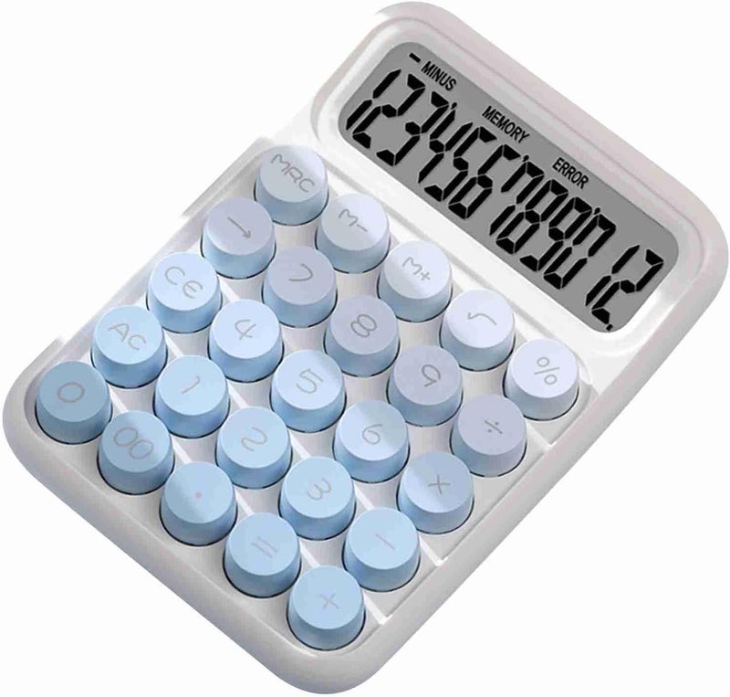 Blue 12 Digit Desktop Calculator Large Buttons Easy Read for School Office - Image 1