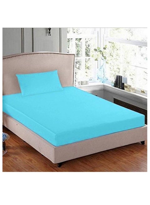 Turkish Fitted Bedsheet Single 100x200 cm with 1 Pillowcase 50x70 cm Cotton Turquoise