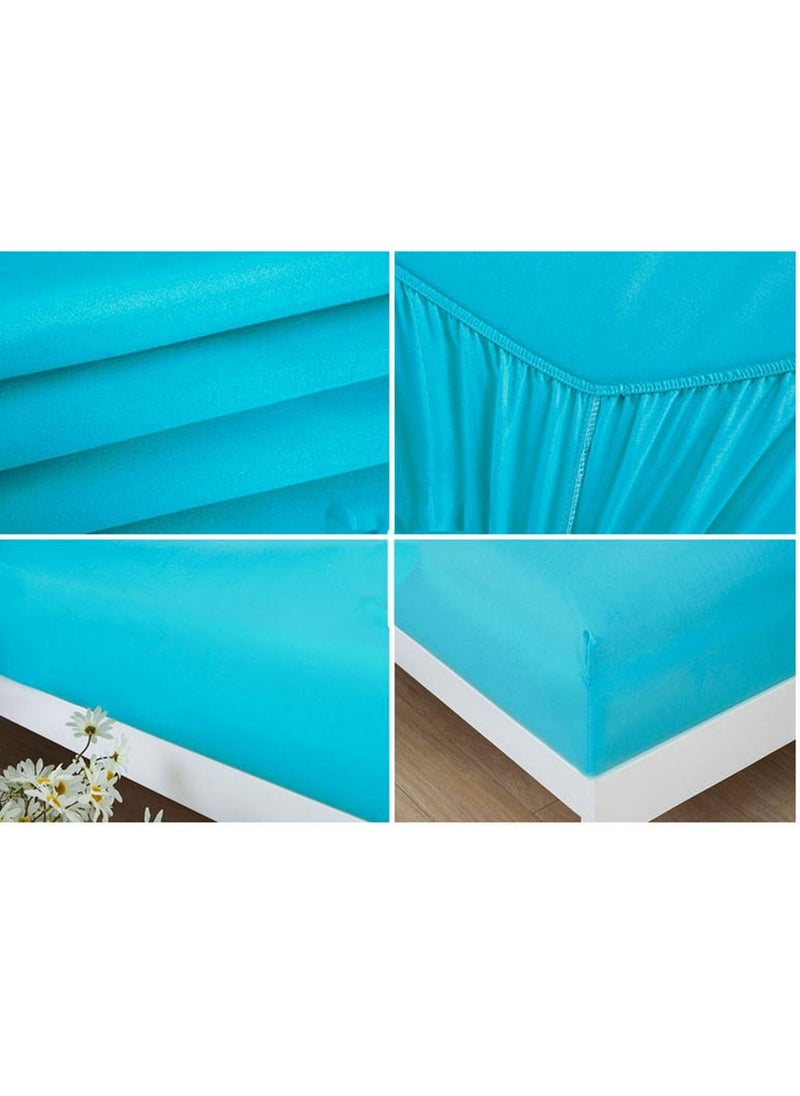 Turkish Fitted Bedsheet Single 100x200 cm with 1 Pillowcase 50x70 cm Cotton Turquoise