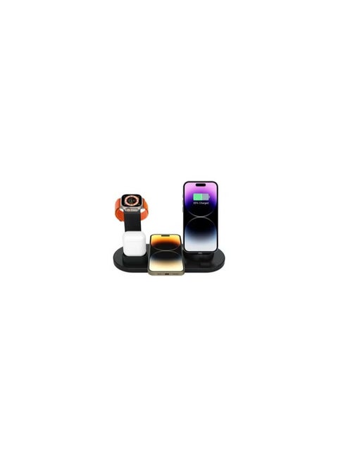 Charging Stand 6 in 1 Wireless Charger for iPhone 14 Pro Max Apple Watch Multifunction Qi Charger for Apple Devices with Lightning USB-C Micro USB Dock