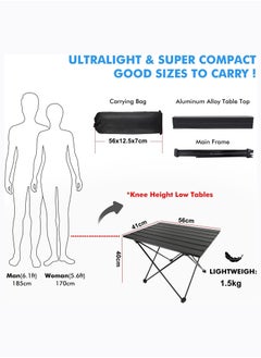 Portable Camping Table - Ultralight Small Folding Table with Aluminum Table Top and Carry Bag, Beach Table for Outdoor, Picnic, BBQ, Cooking, Home Use (56 x 41 x 40cm) - pzsku/Z375E72C5226BFFA7D9AFZ/45/_/1700284710/8ee17dcb-440c-4cd9-9af8-87e5769b3197