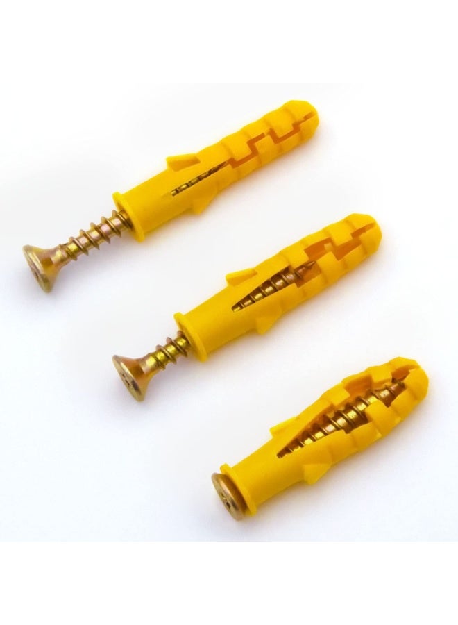 100 قطعة مجموعة براغي ومسامير الحائط، مجموعة مسامير تثبيت الطوب والخرسانة، مسامير راول وبراغي في صندوق مقسم، مسحوق مصقول بالزنك بأحجام 3 مختلفة - Image 4