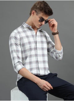 Checked Spread Collar Regular Fit Shirt by Styli