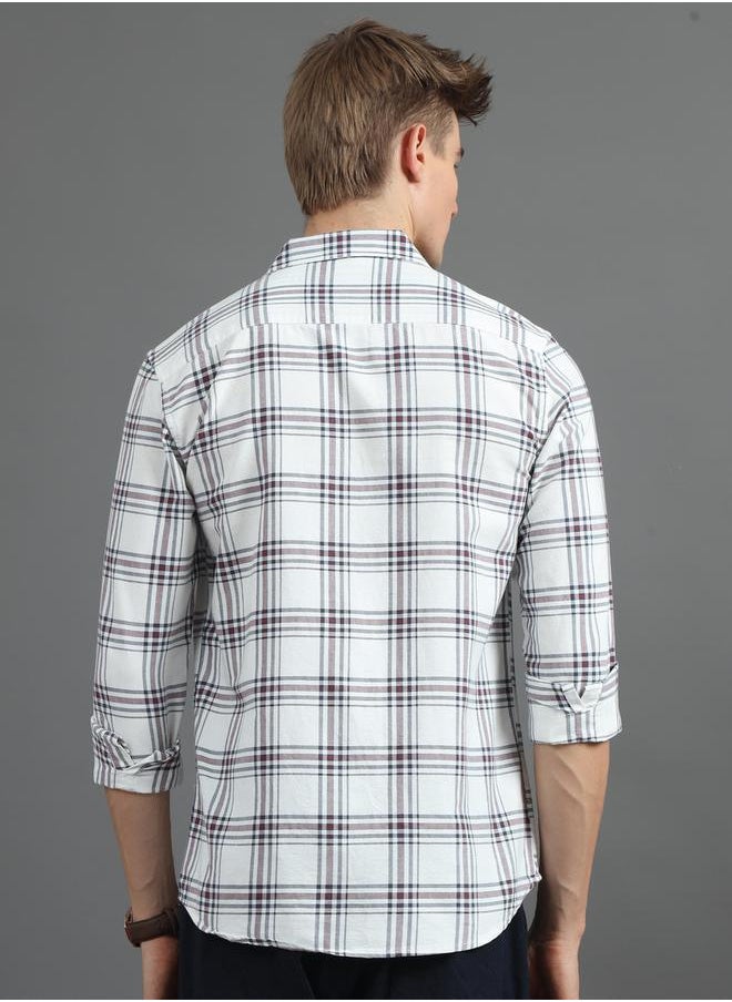 Bushirt - Checked Spread Collar Regular Fit Shirt by Styli - Image 1