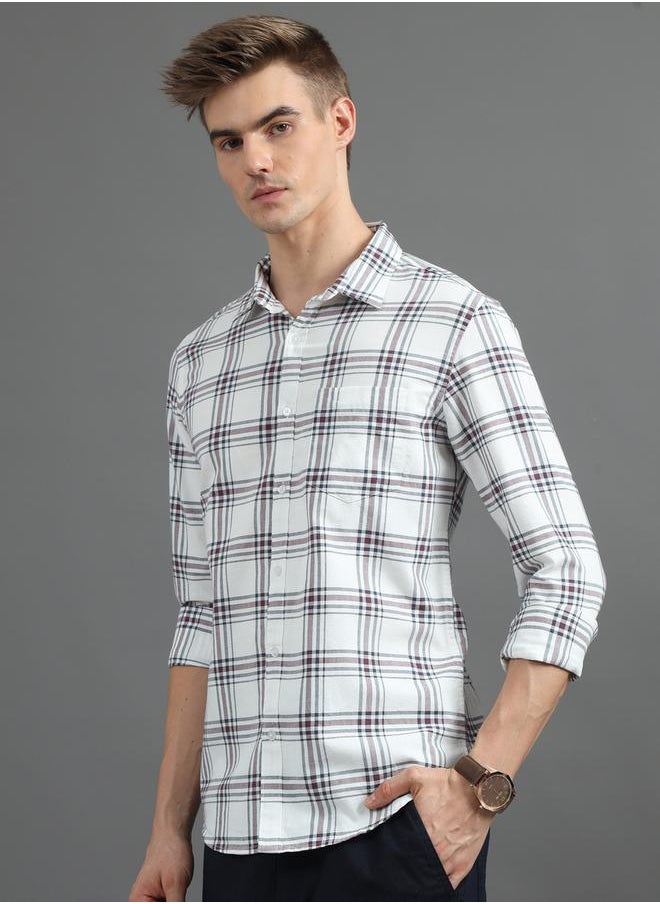 Bushirt - Checked Spread Collar Regular Fit Shirt by Styli - Image 1