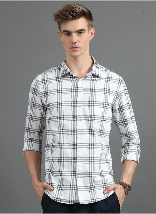 Bushirt - Checked Spread Collar Regular Fit Shirt by Styli - Image 1