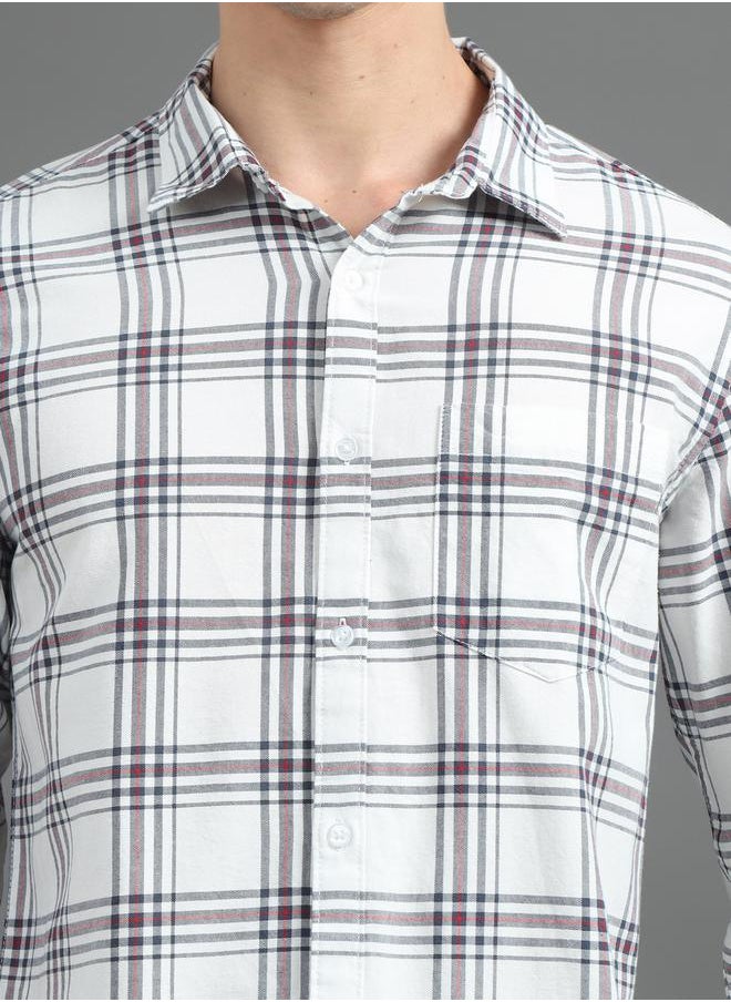 Bushirt - Checked Spread Collar Regular Fit Shirt by Styli - Image 1