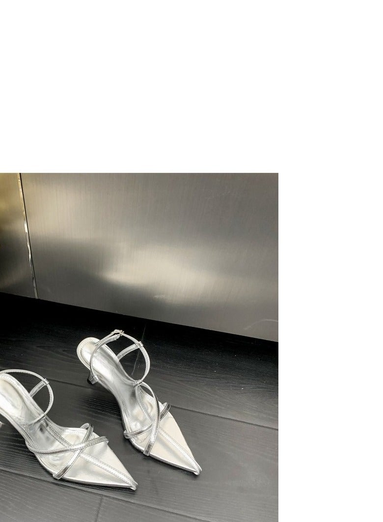Fashionable And  Spicy Girl Pointed Thin Heel Vacation Style Sandals  - Image 3