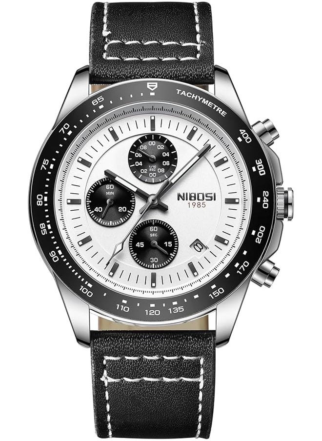 NIBOSI - Men Watch Analog Quartz Wrist Watch For Men Business Waterproof Blue Diamond Casual Boy Watch With Stainless Steel Strap Day Date - Image 1