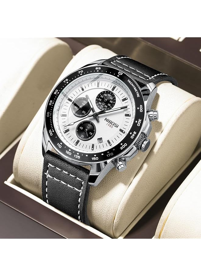 NIBOSI - Men Watch Analog Quartz Wrist Watch For Men Business Waterproof Blue Diamond Casual Boy Watch With Stainless Steel Strap Day Date - Image 1