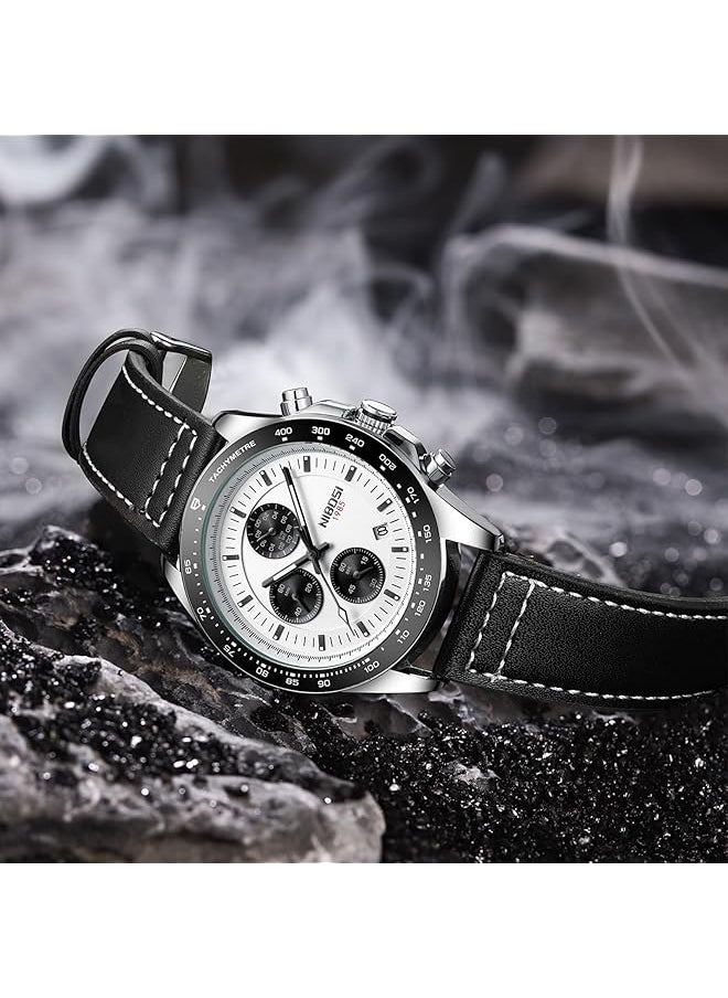 NIBOSI - Men Watch Analog Quartz Wrist Watch For Men Business Waterproof Blue Diamond Casual Boy Watch With Stainless Steel Strap Day Date - Image 1