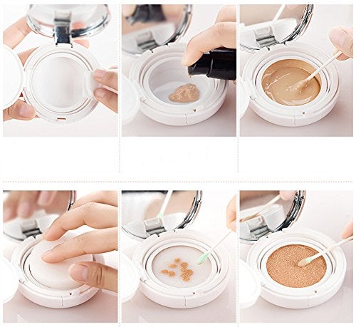 ASTRQLE 15ml 0.5oz Empty Portable Luxurious Air Cushion Puff Box Dressing Case Powder Box BB Cream Container Holder with Air Cushion Sponge Powder Puff and Mirror (Golden) - Image 2