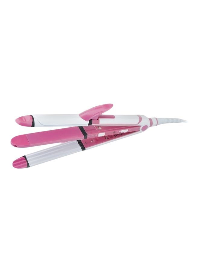 NIBEMINENT 3-In-1 Hair Straightener Pink/White - Image 1