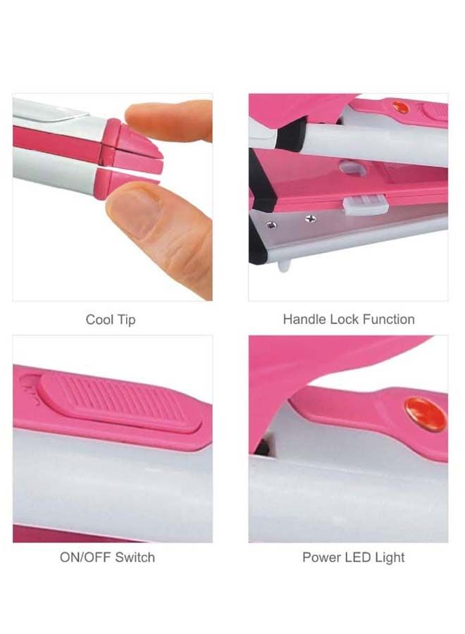 NIBEMINENT 3-In-1 Hair Straightener Pink/White - Image 2