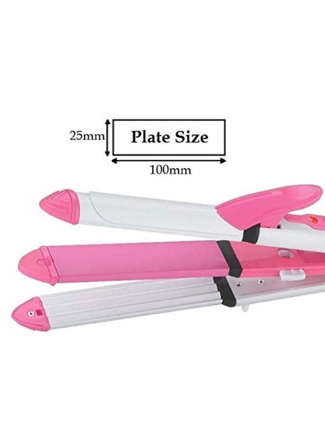 NIBEMINENT 3-In-1 Hair Straightener Pink/White - Image 3