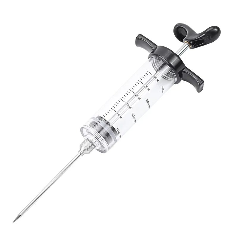 Meat Injector Syringe - 3 Marinade Injector Needles for BBQ Grill, Premium Portable Turkey Injector kit for Smoker,Marinades Injector for Meats With 1oz Large Capacity 1 Brush Easy to Use & Clean Red - Image 1