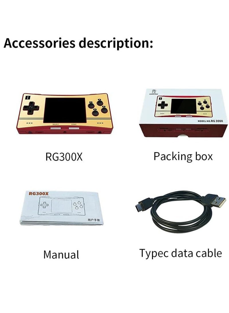 RG300X Handheld Game Console Retro Game Console, 3.0 Inch IPS Screen Video Game Console with 128G TF Card & 18000+ Classic Game, Open Source Linux System Game Player Handheld HDMI Output