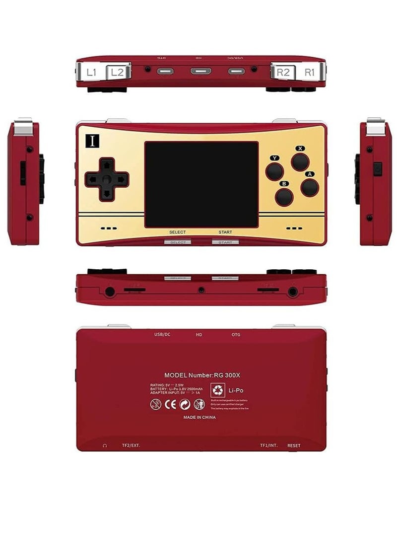 RG300X Handheld Game Console Retro Game Console, 3.0 Inch IPS Screen Video Game Console with 128G TF Card & 18000+ Classic Game, Open Source Linux System Game Player Handheld HDMI Output