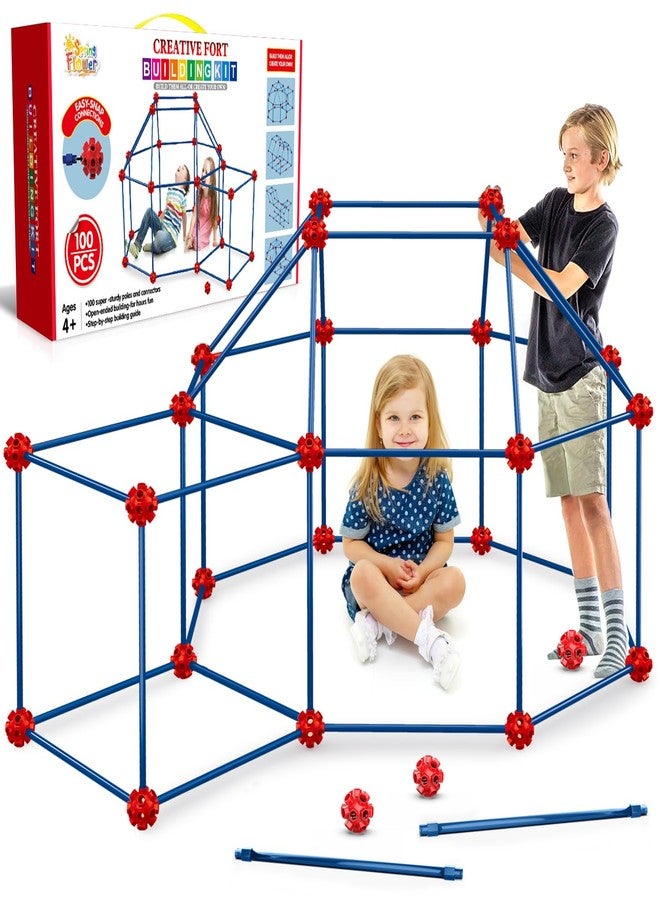 spring flower SpringFlower Fort Building Kit for Kids,STEM Construction Toys, Educational Gift for 3 4 5 6 7 8 9 10 11 12 Years Old Boys and Girls,Ultimate Creative Set for Indoor & Outdoors Activity,100 Pcs - Image 1