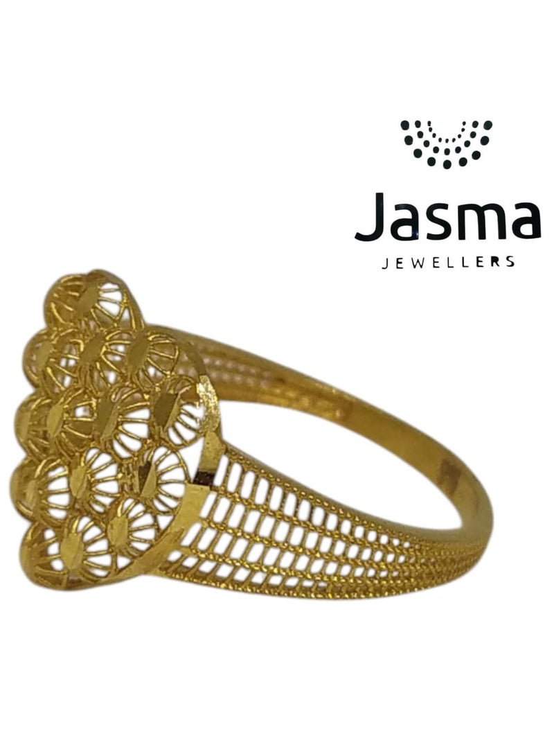 Jasma Jewellers Elegant 22K Pure Gold Women's Ring – Lightweight Floral Design  - Image 2