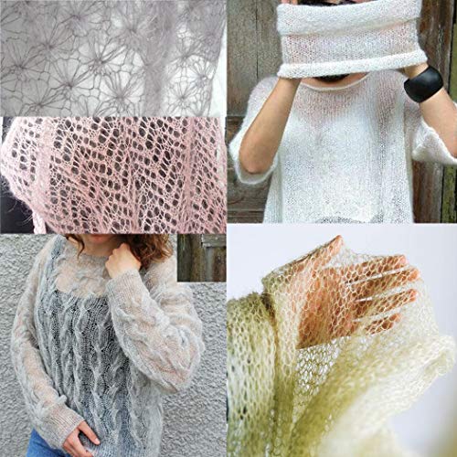 Luwigs 38g/Skein Mohair Yarn for Knitting,Soft Mohair Long Angora Wool Yarn for DIY Scarf Crochet Thread Supplies (One Skein, White) - Image 4