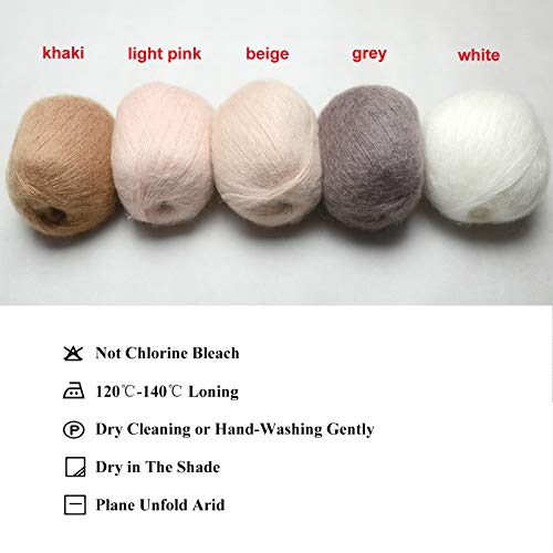 Luwigs 38g/Skein Mohair Yarn for Knitting,Soft Mohair Long Angora Wool Yarn for DIY Scarf Crochet Thread Supplies (One Skein, White) - Image 3