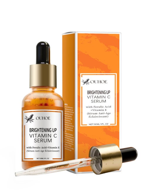 Organic 20% Vitamin C Serum for Face WITH HYALURONIC ACID +RETINOL +FERULIC ACID +JOJOBA OIL +VIT E - Anti Aging Brightening Face Serum for Pure Skin Glow - Reduce Wrinkles & Dark Spots (Vegan)