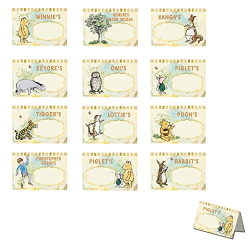 Unbala Classic Winnie Food Labels Food Signs 12 Pcs The Pooh Food Decor For Baby Shower Perfect Pooh Bear Birthday Party Favors Centerpieces For Tables - Image 1