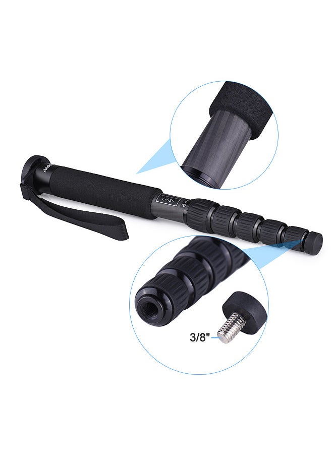 Andoer C-555 155cm/5.1ft Carbon Fiber Camera Monopod Unipod Stick 6-Section with Carry Bag Max. Load 10kg/22Lbs for Camcorder Video Stuido Photography