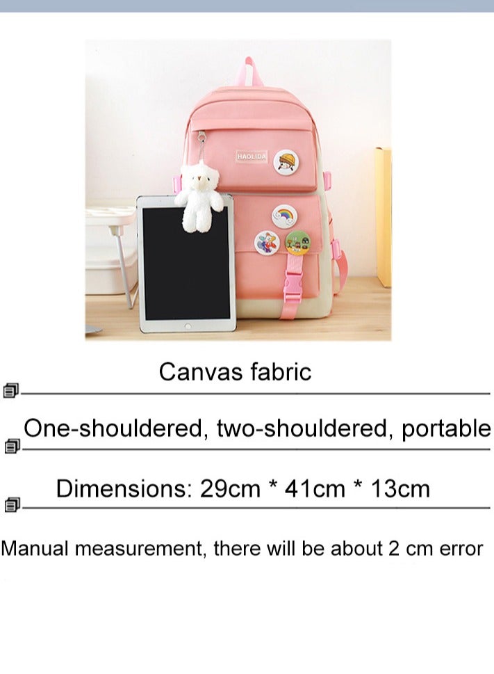 5-Piece Laptop Backpack Set with bear pendant, Water Resistant School Bag, Travel Backpack，Lightweight Durable Travel Rucksack Casual Daypack，Single-Shoulder Bag, Crossbody Bag  - Image 3
