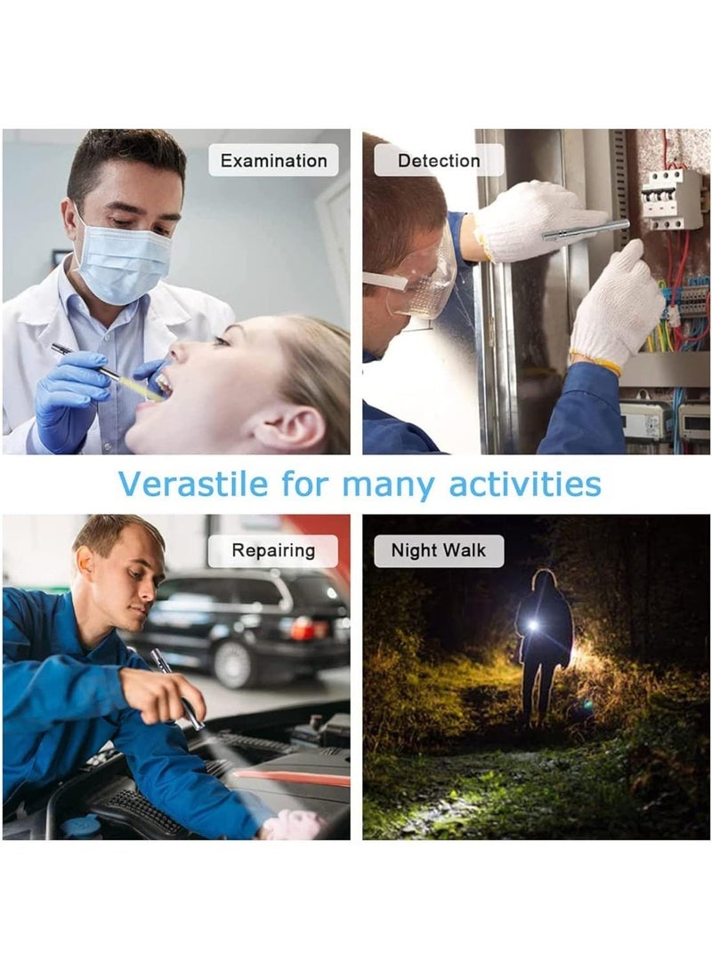 Rechargeable LED Pen Light with Pupil Measurement Function and Warm White Light Support; USB Rechargeable Medical Pen; Reusable LED Light Suitable for Students, Doctors, And Nurses; with Pocket Clip (Black, Silver, 2-Pack). - Image 5