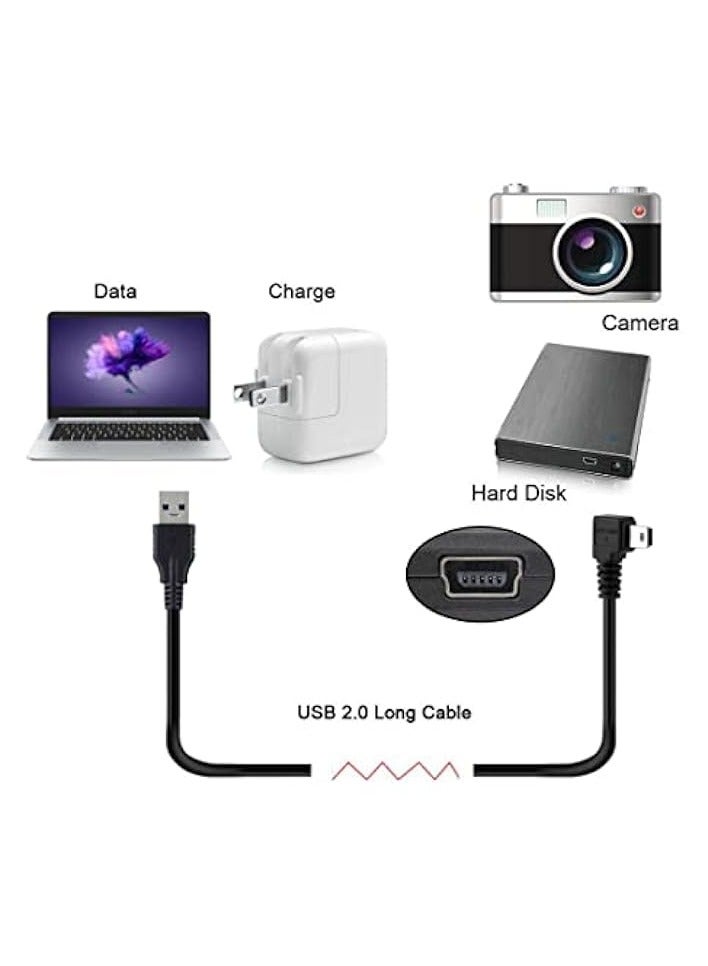 erorex Down Angled 90 degree Mini USB 2.0 B type 5Pin Male to USB male data cable 0.5m - Image 2