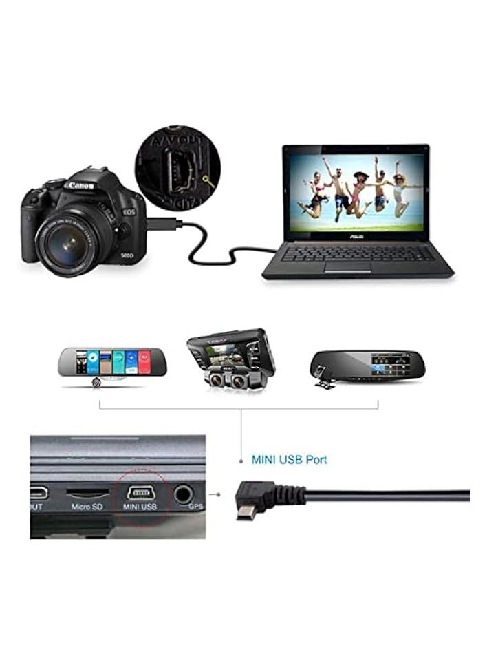 erorex Down Angled 90 degree Mini USB 2.0 B type 5Pin Male to USB male data cable 0.5m - Image 3