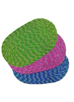 Status Contract Status Multi-Purpose Braided Place Mat for Indoor Kitchen, Hall, and Room - Durable Mat for Home Decor 30x50 cm Multicolor (Pack of 3) (Random Color)  - Image 1