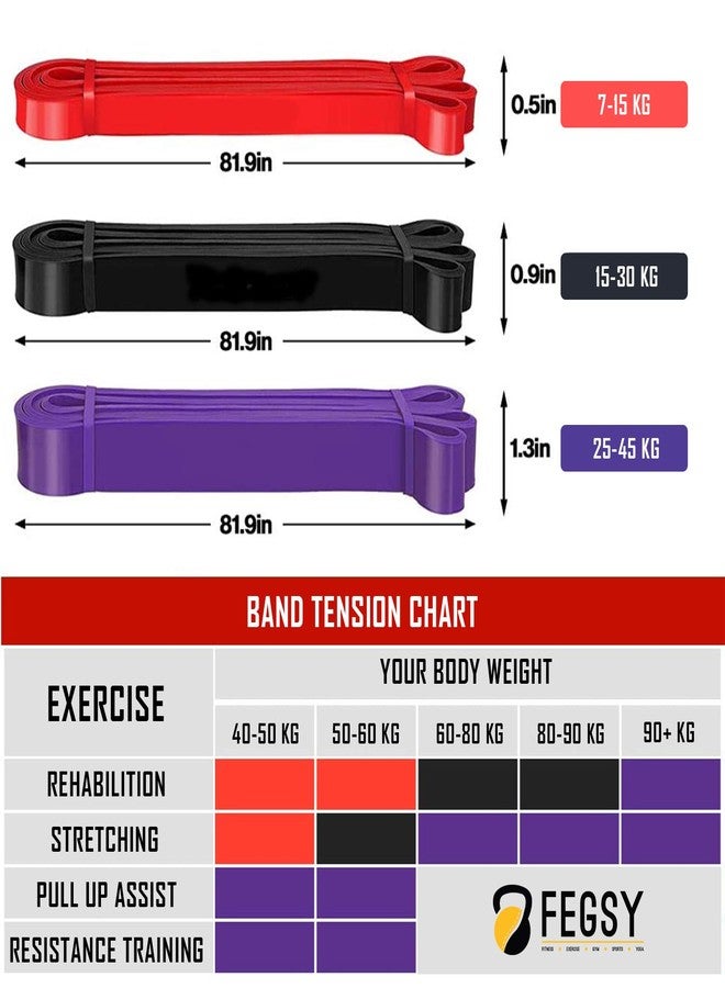 FEGSY Resistance Band for Exercise, Workout, and Stretching for Men and Women Pull up Bands with Door Anchor, Workout Guide, and Carrying Bag (Purple (35-85 LBS, Heavy)) - Image 3