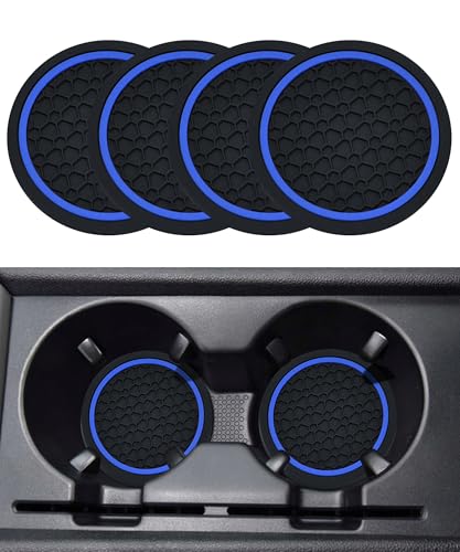 SCUARI 4PCS Car CoastersCar Cup CoastersCar Coasters for Cup HoldersCar Accessories Car Cup Holder Coaster275 Inch NoSlip Anti Dust mats Cup Holder Insert CoasterFits Vehicles BlackBlue - Image 1