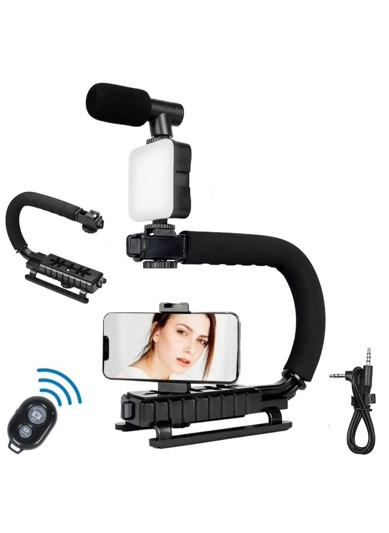 ELTRAZONE C-Type Portable Vlog Kit AY-49U (Black) – All-in-One Vlogging Setup with LED Fill Light, Microphone, Adjustable Camera Bracket & Bluetooth Remote – Ideal for YouTube, Live Streaming, Podcasts, TikTok, Content Creation  - Image 1