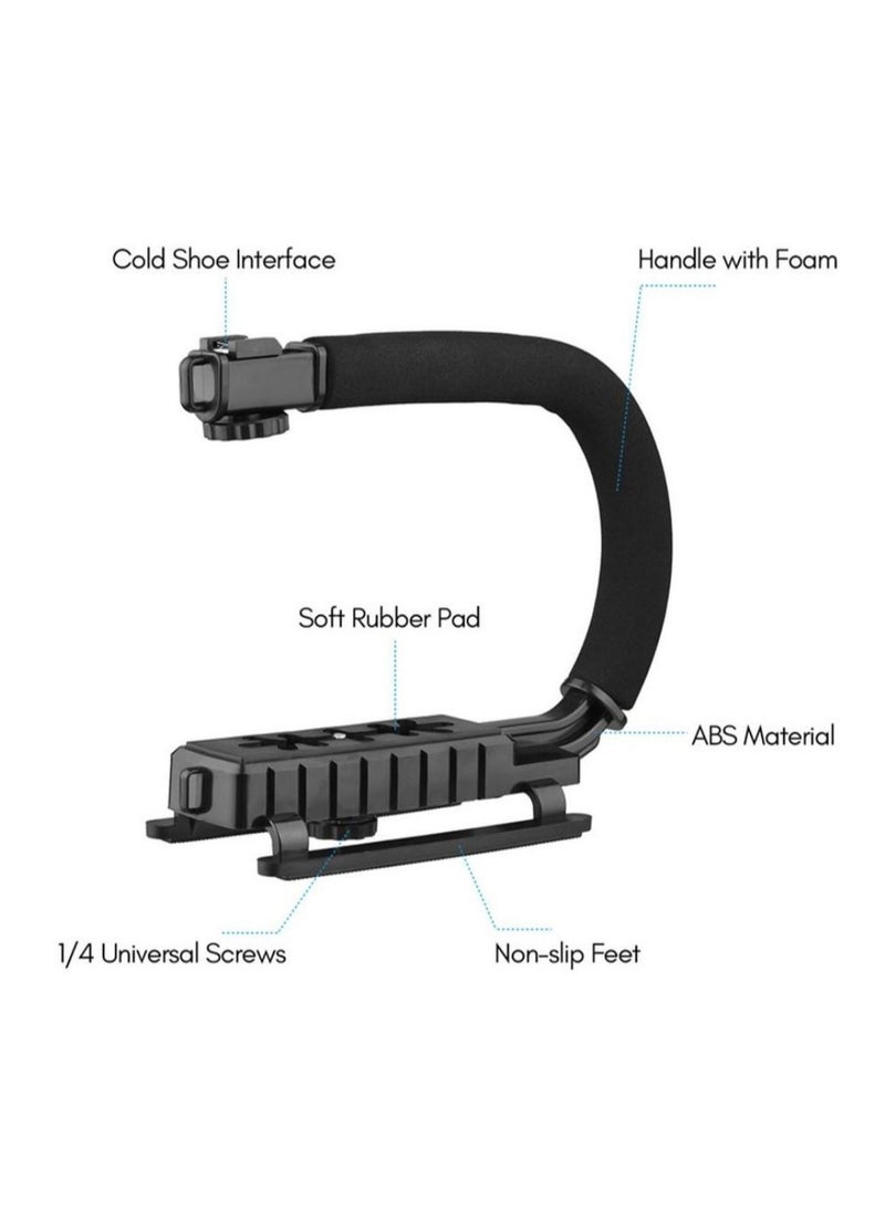 ELTRAZONE C-Type Portable Vlog Kit AY-49U (Black) – All-in-One Vlogging Setup with LED Fill Light, Microphone, Adjustable Camera Bracket & Bluetooth Remote – Ideal for YouTube, Live Streaming, Podcasts, TikTok, Content Creation  - Image 4