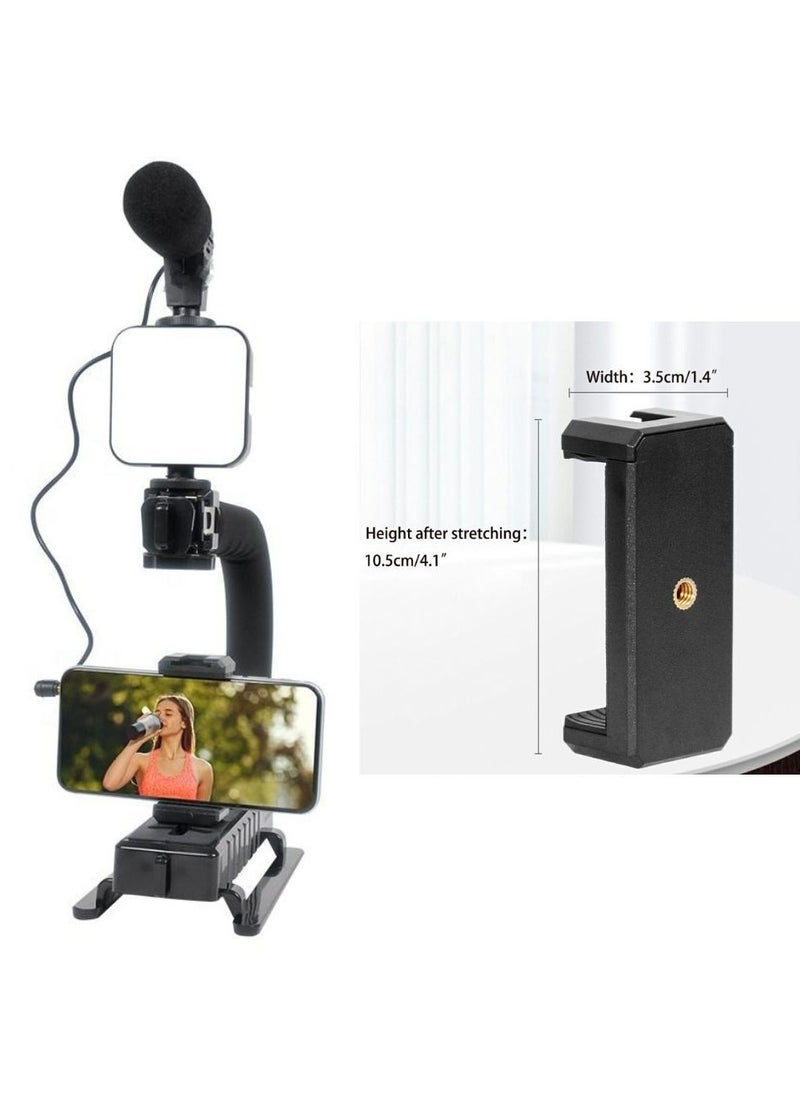 ELTRAZONE C-Type Portable Vlog Kit AY-49U (Black) – All-in-One Vlogging Setup with LED Fill Light, Microphone, Adjustable Camera Bracket & Bluetooth Remote – Ideal for YouTube, Live Streaming, Podcasts, TikTok, Content Creation  - Image 2