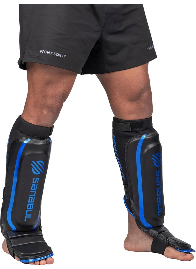 Essential Sleeve Kickboxing Shin Guards | MMA Shin Guards | Muay Thai Shin Guards | Hybrid Neoprene Design, X-small