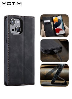 Motim iPhone 14 Plus Wallet Case with Card Holder & Kickstand, Premium Leather Phone Case for iPhone 14 Plus, Adjustable Stand, Full Shockproof Protection Magnetic Flip Cover with Wallet Card Holder  - Image 1