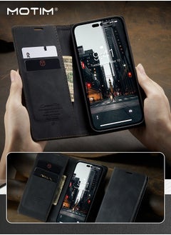 Motim iPhone 14 Plus Wallet Case with Card Holder & Kickstand, Premium Leather Phone Case for iPhone 14 Plus, Adjustable Stand, Full Shockproof Protection Magnetic Flip Cover with Wallet Card Holder  - Image 4