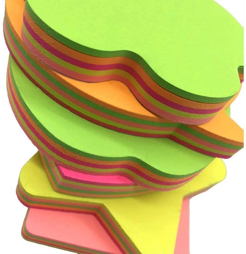 AMINIT 600 Sticky Notes, Shaped Multi Colour Self-Adhesive Removable Sticky Note, 100 Sheets Per Pad, 6 Different Pad Sticky Notes Colorful in Shapes Combo of 6(600 Sheet) - Image 2