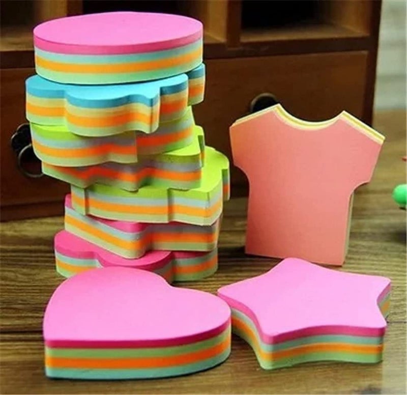 AMINIT 600 Sticky Notes, Shaped Multi Colour Self-Adhesive Removable Sticky Note, 100 Sheets Per Pad, 6 Different Pad Sticky Notes Colorful in Shapes Combo of 6(600 Sheet) - Image 1