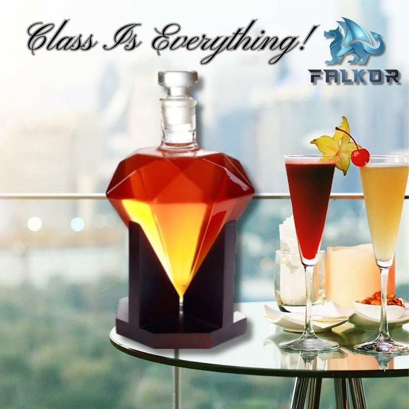 FALKOR Luxury Glassware - Cullinan Diamond Decanter Diamond Decanter- Drinking Party Accessory - for Whiskey, Liquor, Scotch, Bourbon, Vodka or Wine - 1000ml - Image 4